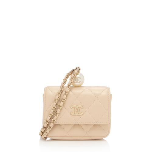 Chanel Iridescent Caviar Leather Pearl On Top Crossbody