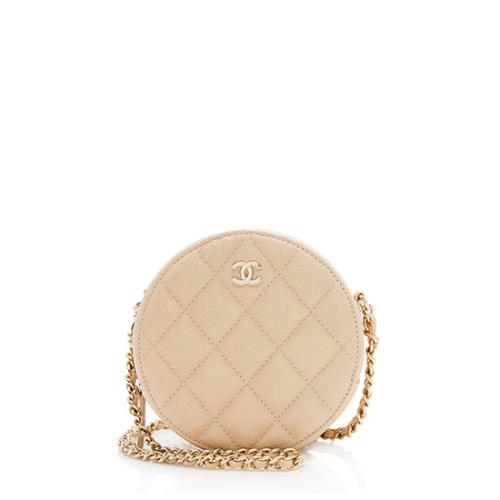 Chanel Iridescent Caviar Leather Round Clutch with Chain