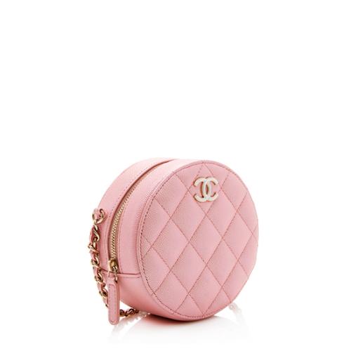 Chanel Iridescent Caviar Leather Round Clutch with Chain