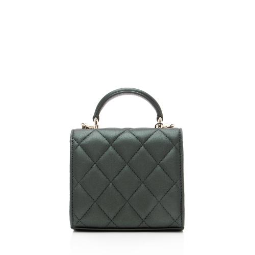 Chanel Iridescent Lambskin Top Handle Flap Mini Clutch with Chain