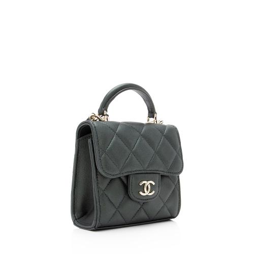 Chanel Iridescent Lambskin Top Handle Flap Mini Clutch with Chain