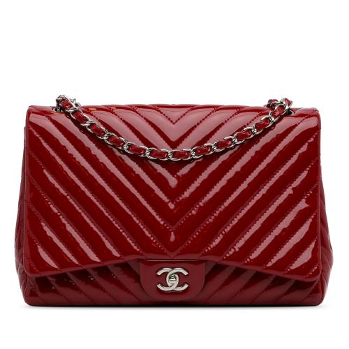 Chanel Jumbo Chevron Patent Single Flap