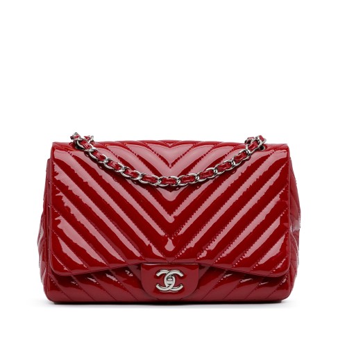 Chanel Jumbo Chevron Patent Single Flap