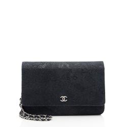 Chanel Lace Embossed Goatskin Classic Wallet on Chain