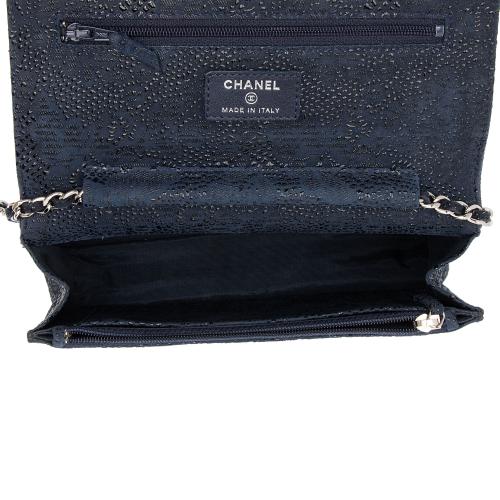 Chanel Lace Embossed Goatskin Classic Wallet on Chain