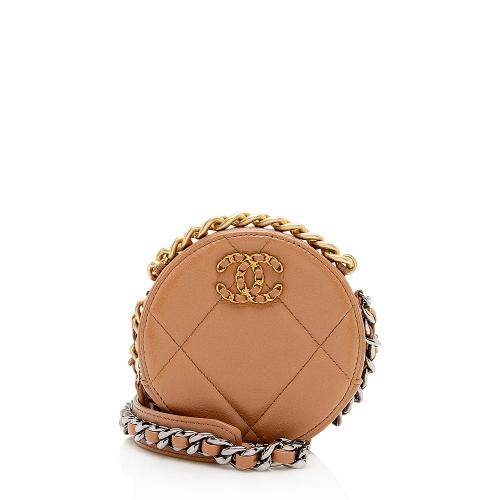 Chanel Lambskin 19 Round Clutch with Chain