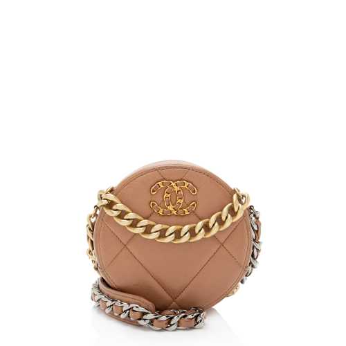 Chanel Lambskin 19 Round Clutch with Chain