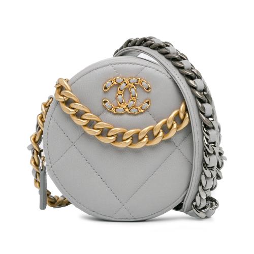 Chanel Lambskin 19 Round Clutch with Chain