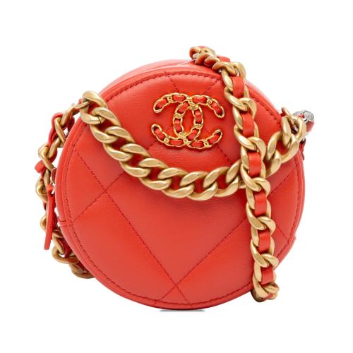 Chanel Lambskin 19 Round Clutch with Chain