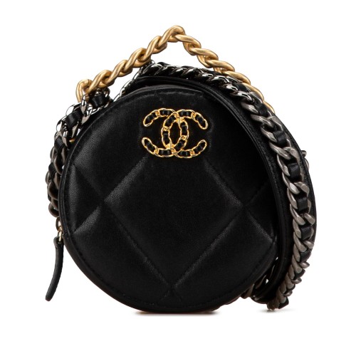 Chanel Lambskin 19 Round Clutch with Chain