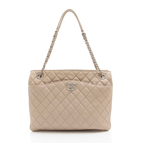 Chanel Lambskin CC Accordion Trio Zipped Tote