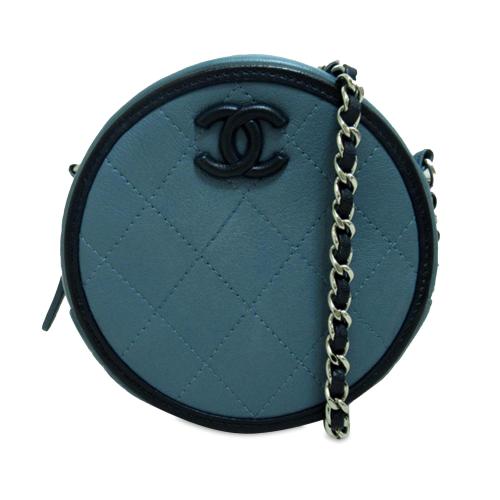 Chanel Lambskin CC Round Chain Crossbody