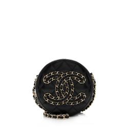 Chanel Lambskin CC Round Clutch with Chain