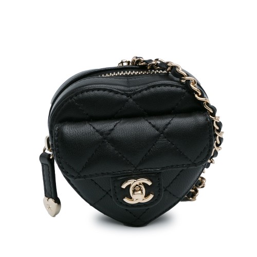 Chanel Lambskin CC in Love Heart Necklace Bag