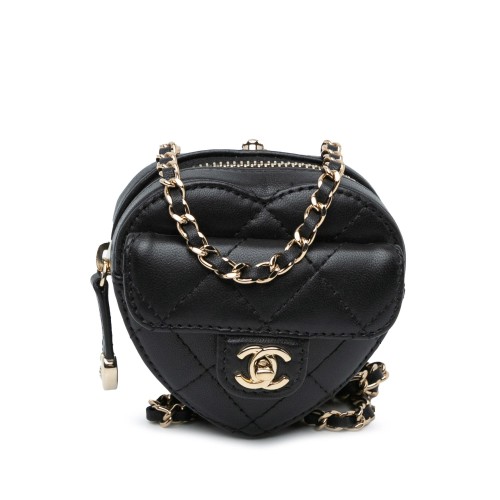 Chanel Lambskin CC in Love Heart Necklace Bag