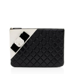 Chanel Lambskin Camellia Medium O-Case