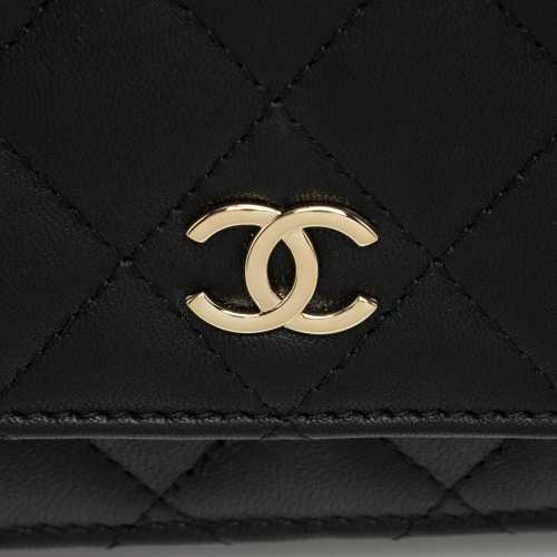 Chanel Lambskin Classic Wallet on Pearl Chain