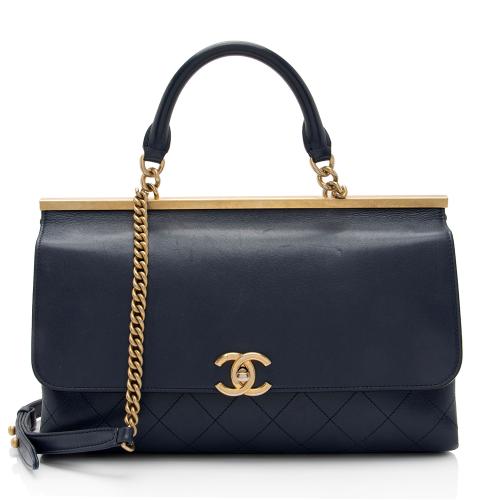 Chanel Lambskin Coco Lux Top Handle Flap Bag