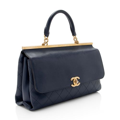 Chanel Lambskin Coco Lux Top Handle Flap Bag