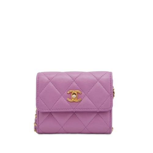 Chanel Lambskin Mini Pearl Crush Wallet with Chain