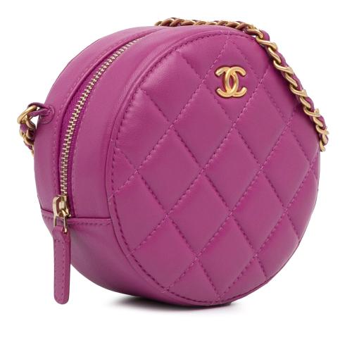 Chanel Lambskin Pearl Crush Round Clutch with Chain