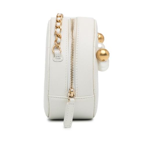 Chanel Lambskin Pearl Round Clutch with Chain