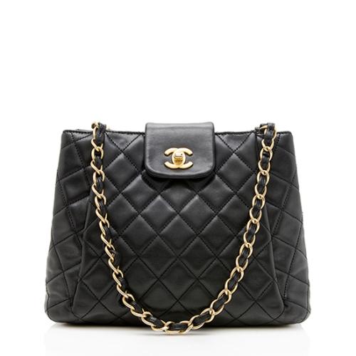 Chanel Lambskin Pleated CC Chain Shopping Tote