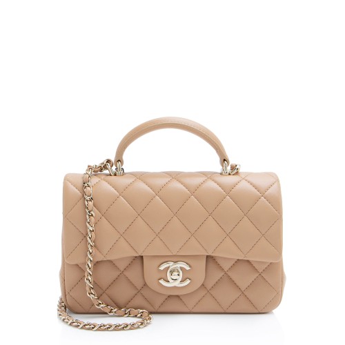 Chanel Lambskin Rectangular Top Handle Mini Flap Bag