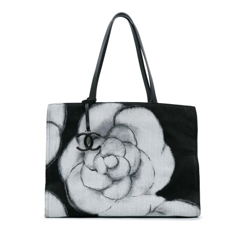 Chanel Large Camellia Printed Canvas Shopper Tote