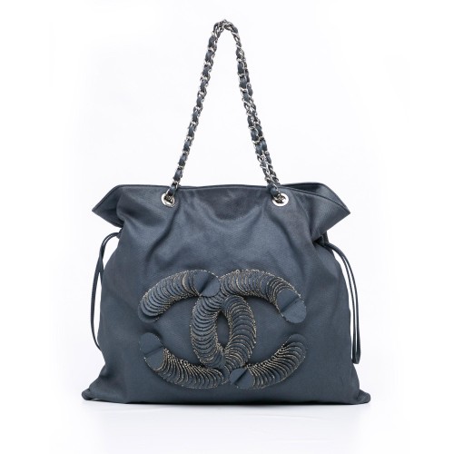 Chanel Large Denim CC Disc Bon Bon Tote