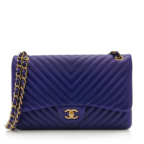 Chanel Chevron Lambskin Classic Jumbo Double Flap Shoulder Bag