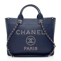 Chanel Caviar Leather Studded Deauville Small Tote