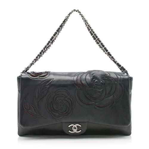 Chanel Lambskin Tweed Petals Camellia Maxi Single Flap Bag - FINAL SALE