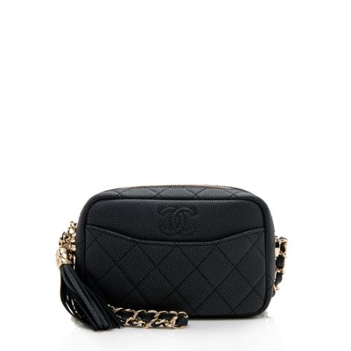 Chanel Matte Caviar Leather Coco Tassel Mini Camera Bag