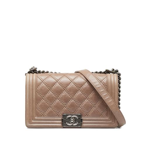 Chanel Medium Aged Calfskin Double Stitched Boy Flap