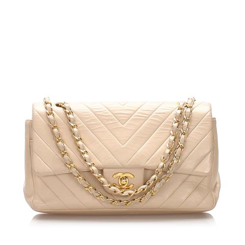 Chanel Lambskin Chevron Medium Double Flap Bag