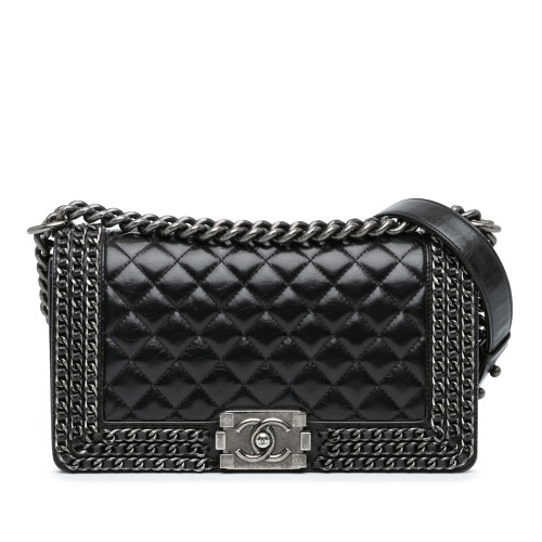 Chanel Medium Glazed Calfskin Chain Around Boy Flap