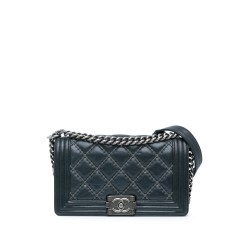 Chanel Medium Iridescent Calfskin Double Stitch Boy Flap