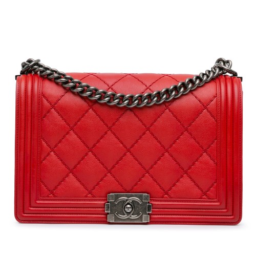 Chanel Medium Lambskin Double Stitch Boy Flap