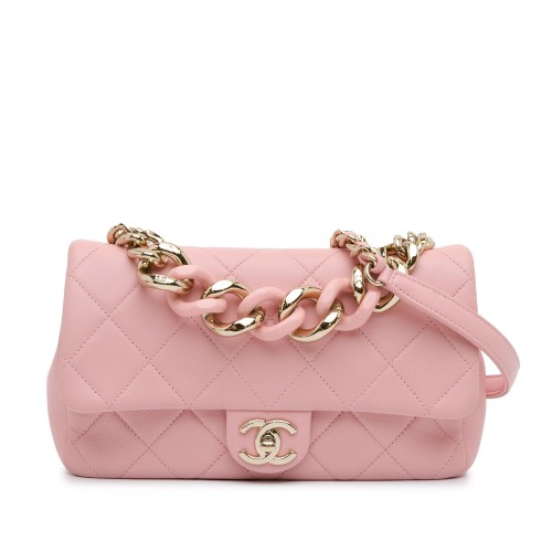 Chanel Medium Lambskin Elegant Chain Single Flap