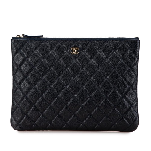 Chanel Medium Quilted Caviar O Case Clutch