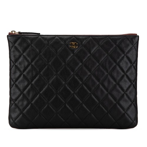 Chanel Medium Quilted Caviar O Case Clutch