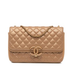 Chanel Medium Quilted Metallic Lambskin CC Chic Double Flap