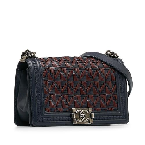 Chanel Medium Woven Lambskin Boy Flap