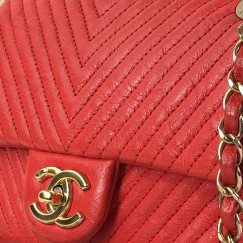 Chanel Medium Wrinkled Calfskin Quilted Chevron Medallion Charm Surpique Flap