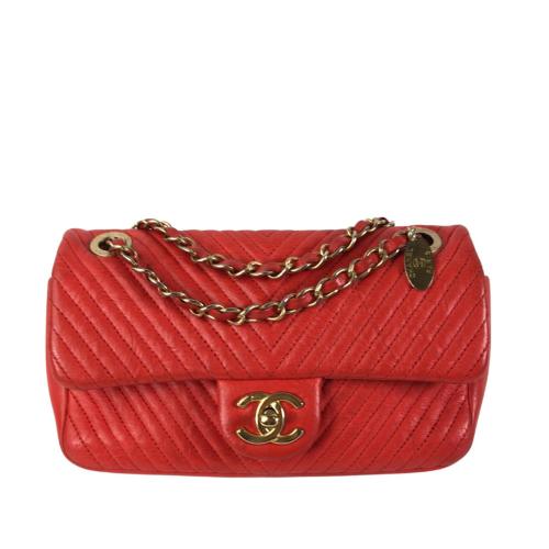 Chanel Medium Wrinkled Calfskin Quilted Chevron Medallion Charm Surpique Flap