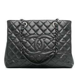 Chanel Metallic Caviar Grand Shopping Tote