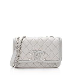 Chanel Metallic Caviar Leather CC Filigree Small Flap Bag