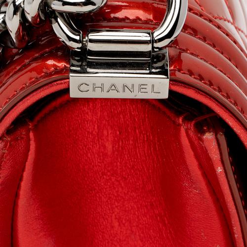 Chanel Metallic Patent Leather Old Medium Boy Bag