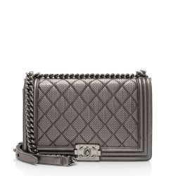 Chanel Metallic Perforated Lambskin New Medium Boy Bag